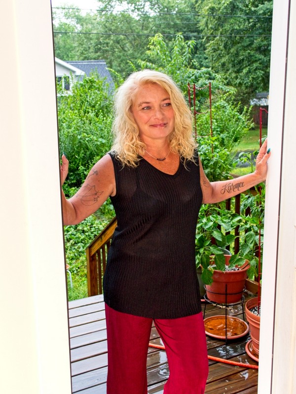our model wearing cabernet capris and our black tank top
