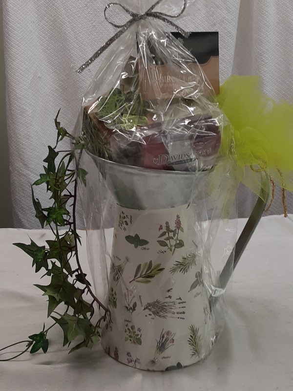 image of herbal themed gift in a metal pitcher