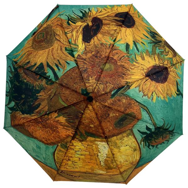 picture of compact umbrella featuring a print of Van Gogh's Sunflowers