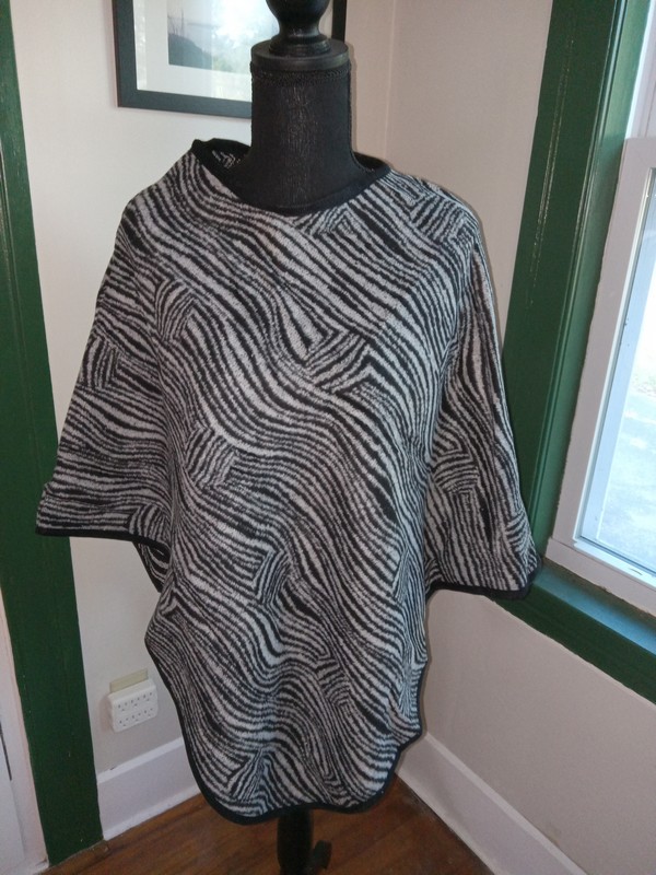 picture of gray striped wool-look poncho